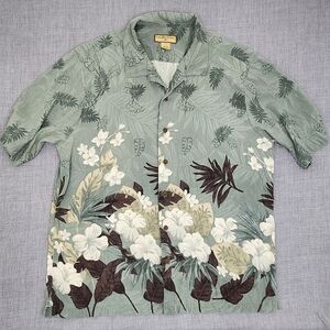 Caribbean Joe 100% Silk Hawaiian Button Down Floral Printed Shirt. Size XXL